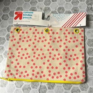 Up and Up Canvas Binder Pouch 7.25x10 Pink Polka Dot